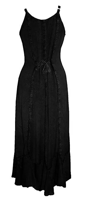 1005 DR Embroidered Scalloped Hem Gypsy Spaghetti Strap Dress