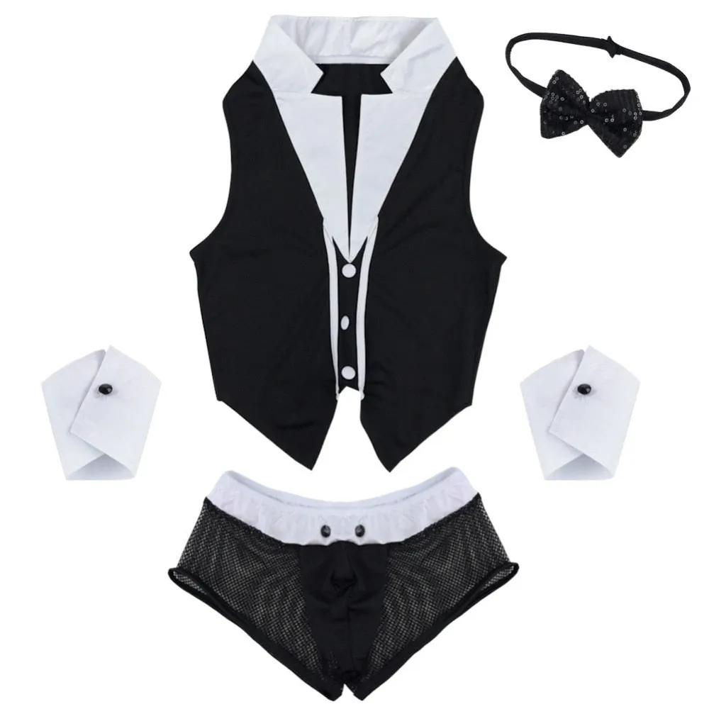 5pcs Mens Sexy Maid Role Play Costume