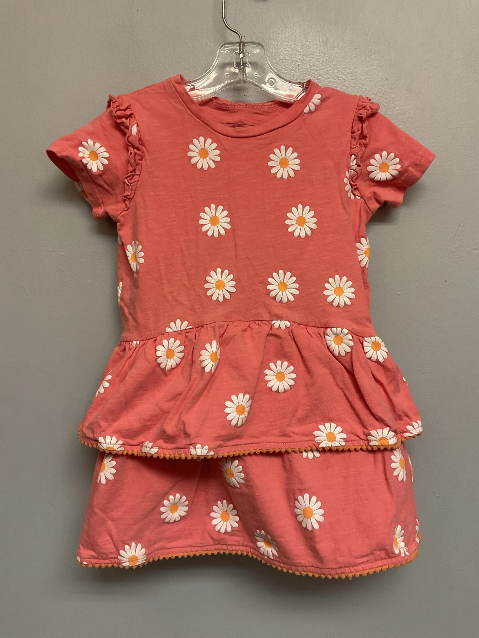 Andy & Evan Size 5 Peach Daisies Cotton Girls Dress Casual