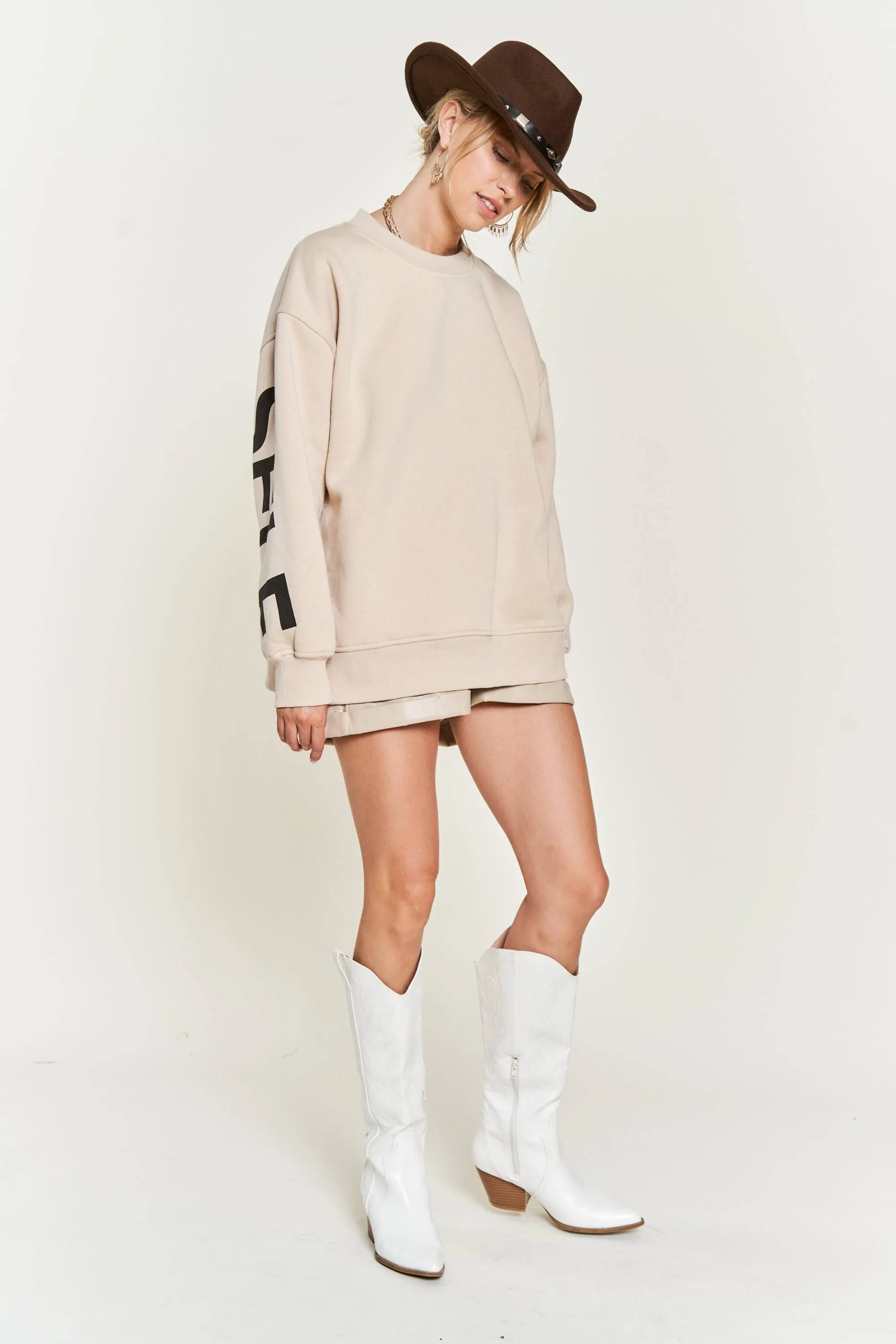 Be Yourself Love Yourself Printed Oversized Sweatshirt