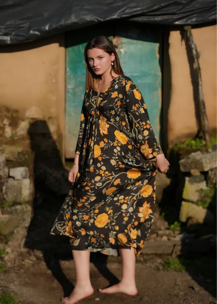 Black & Ochre Yellow Shringara Dress
