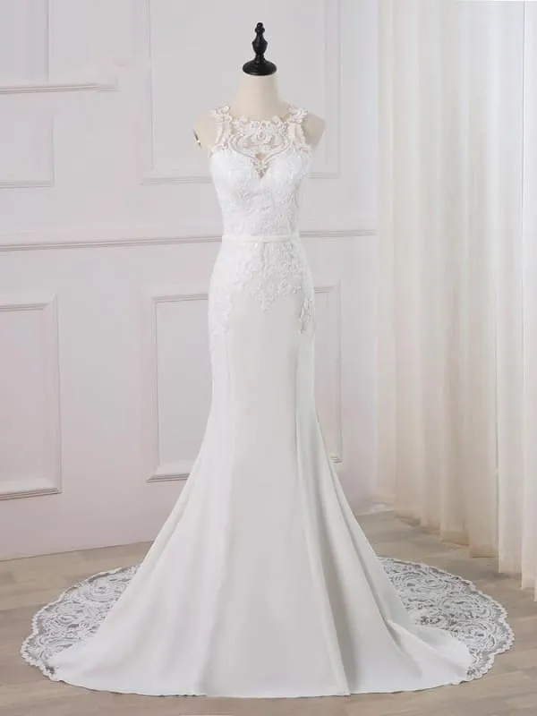 Bridelily Precious Spaghetti Strap Lace Mermaid Wedding Dress