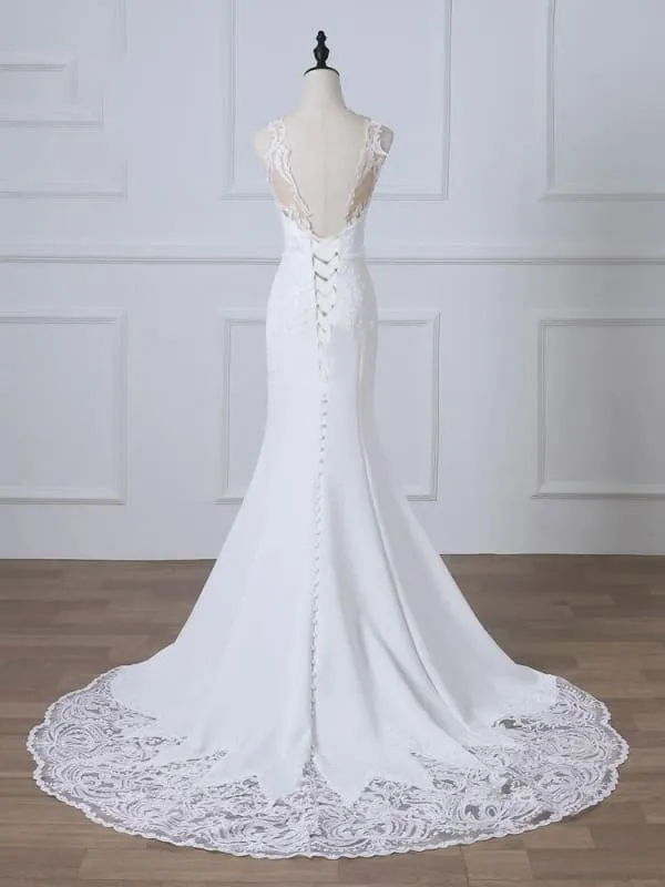 Bridelily Precious Spaghetti Strap Lace Mermaid Wedding Dress