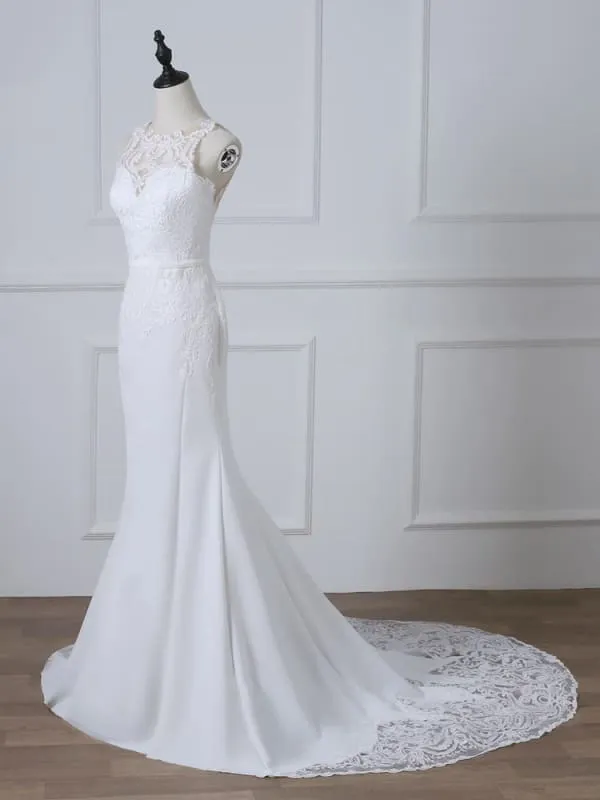 Bridelily Precious Spaghetti Strap Lace Mermaid Wedding Dress