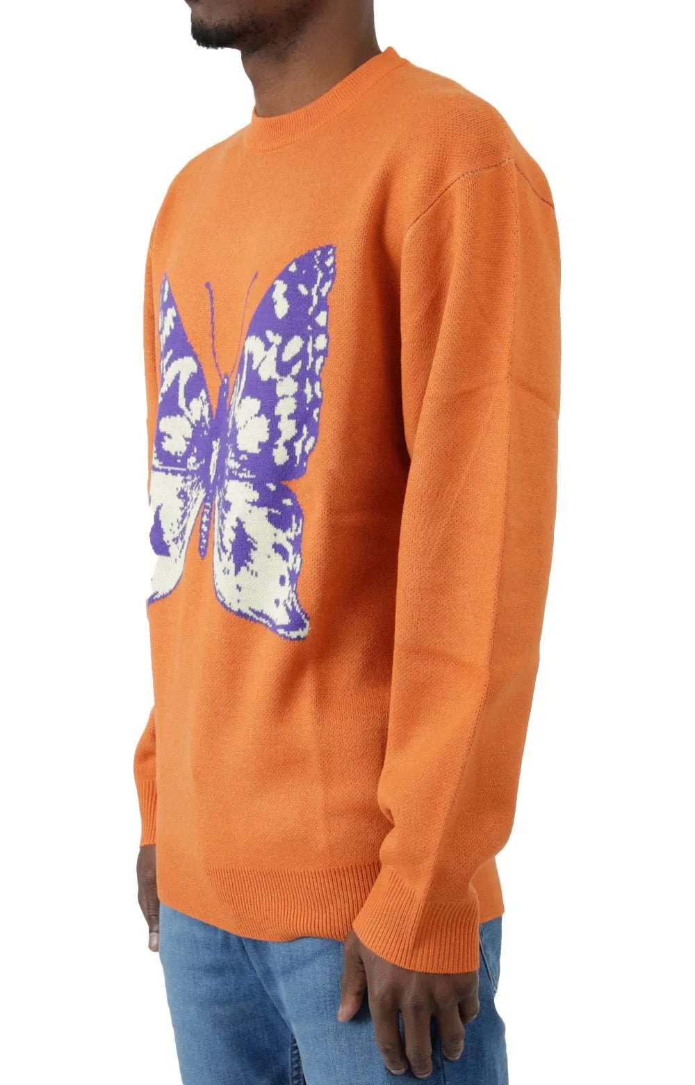 Burnt Orange Jacquard Butterfly Sweater