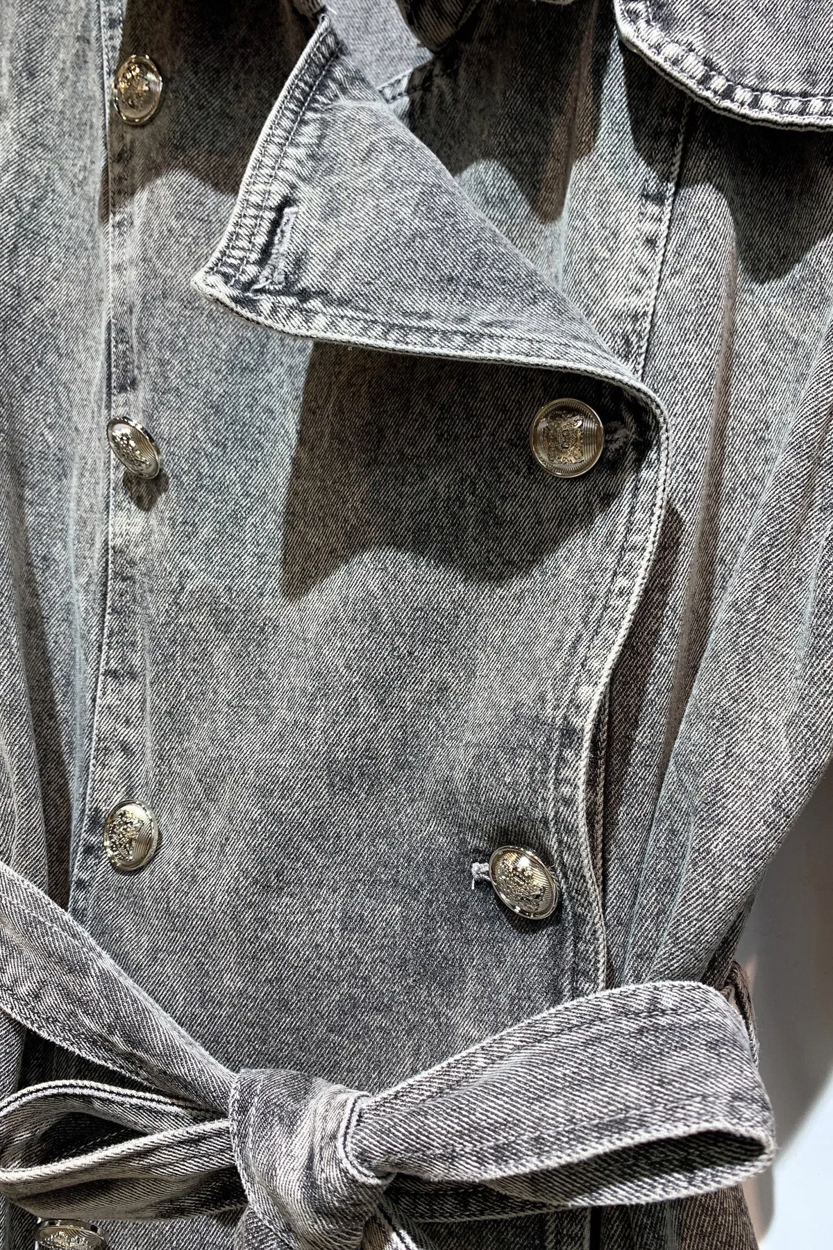 Ciminy Ladies Grey Denim Trench Coat