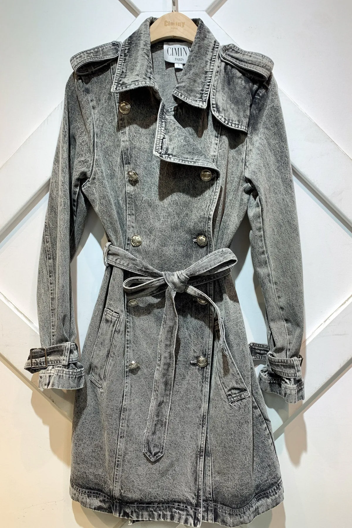 Ciminy Ladies Grey Denim Trench Coat