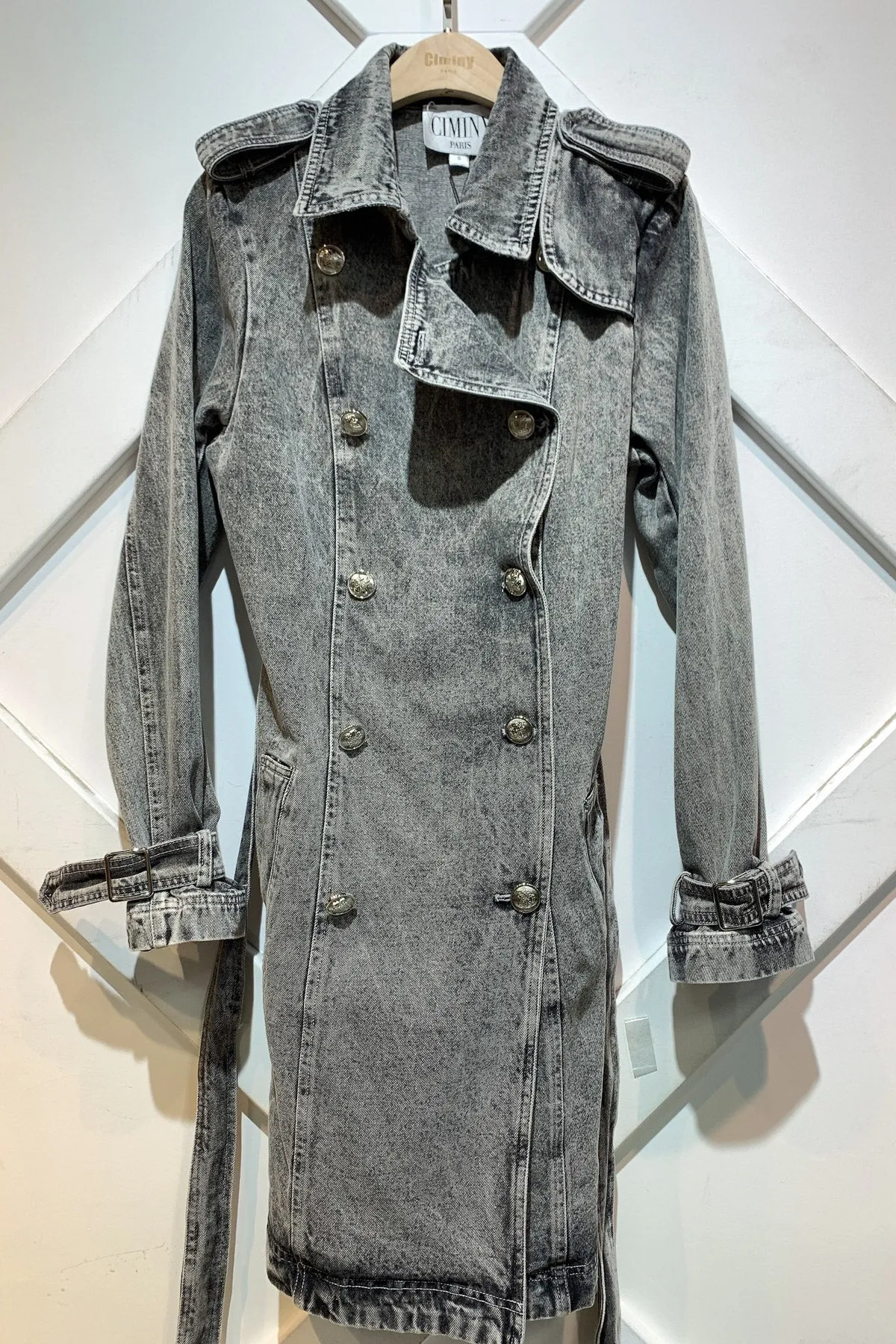 Ciminy Ladies Grey Denim Trench Coat