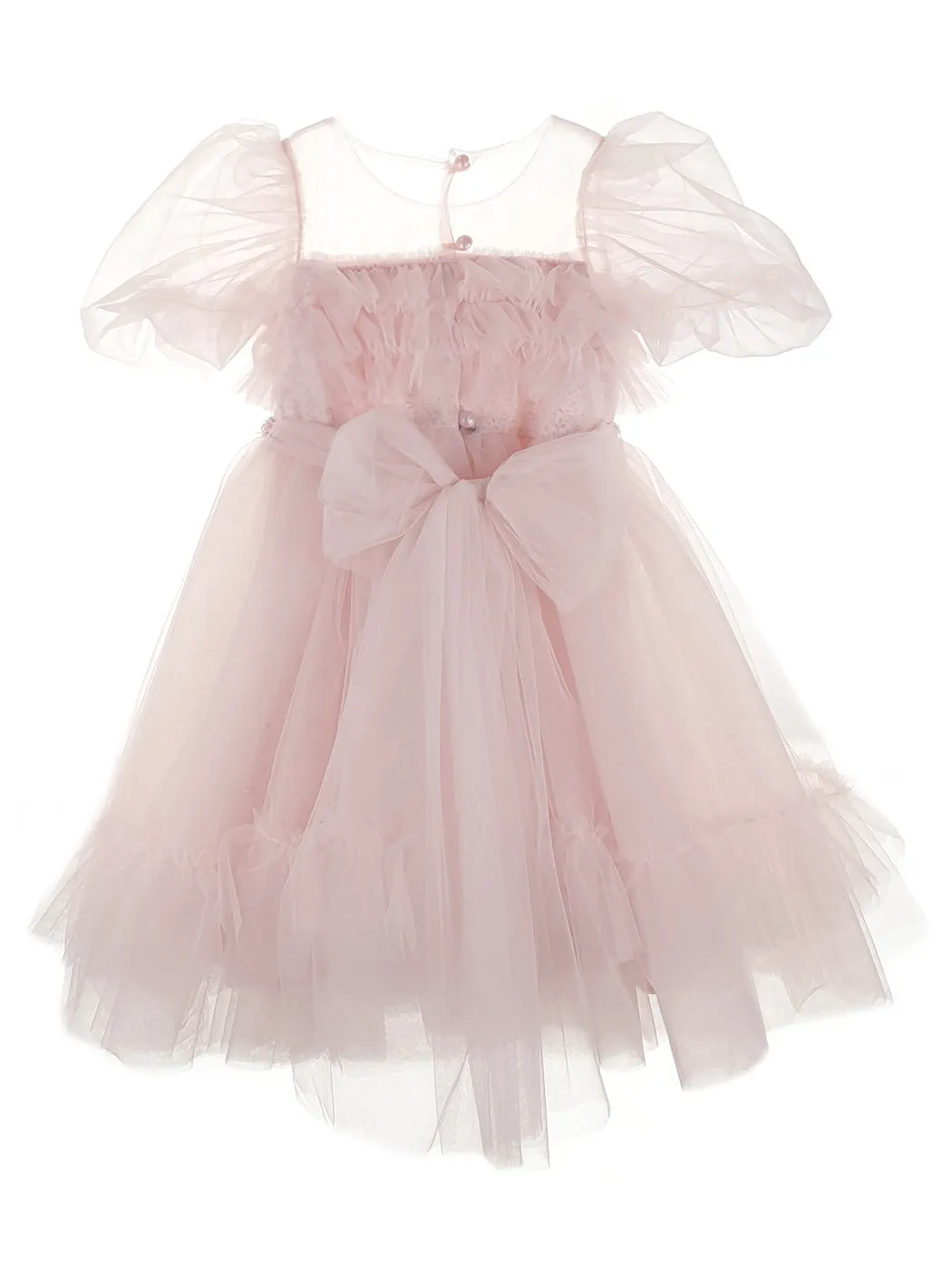 Girl's tulle Dress with ruffles - ELSIE Pink