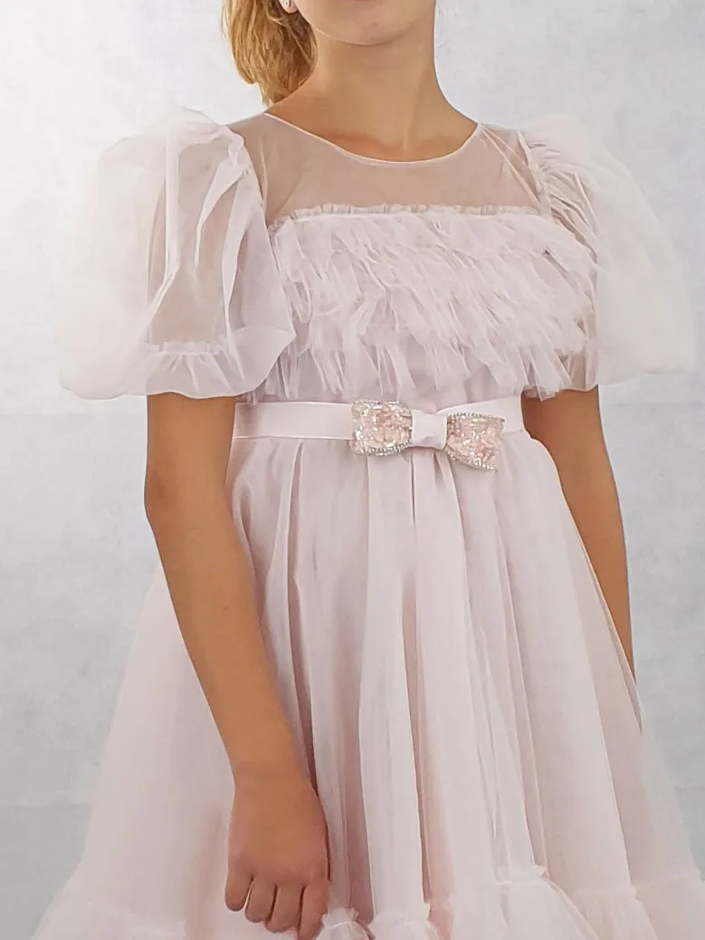 Girl's tulle Dress with ruffles - ISADORA Pink