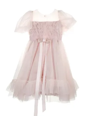 Girl's tulle Dress with ruffles - ISADORA Pink