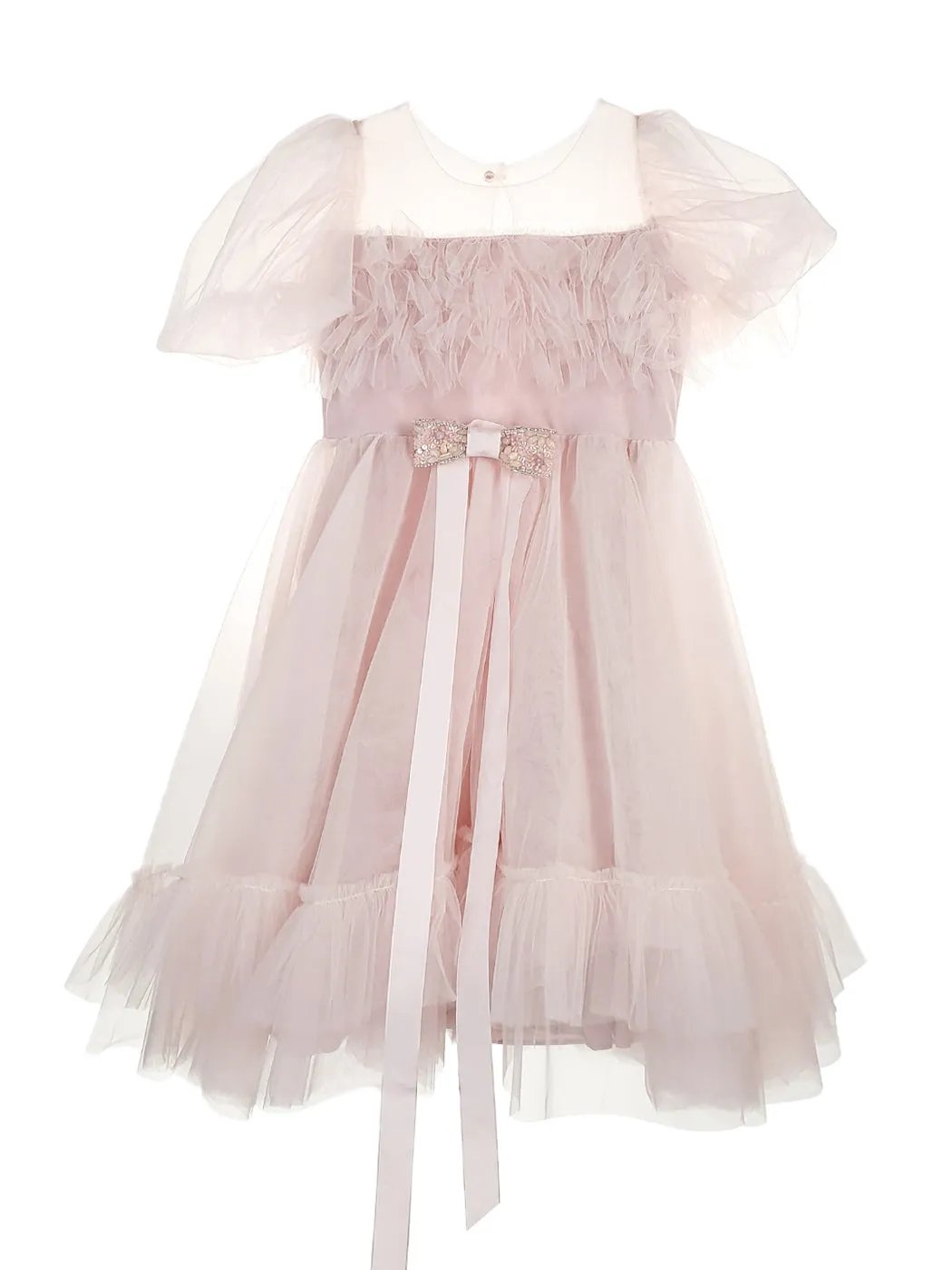 Girl's tulle Dress with ruffles - ISADORA Pink