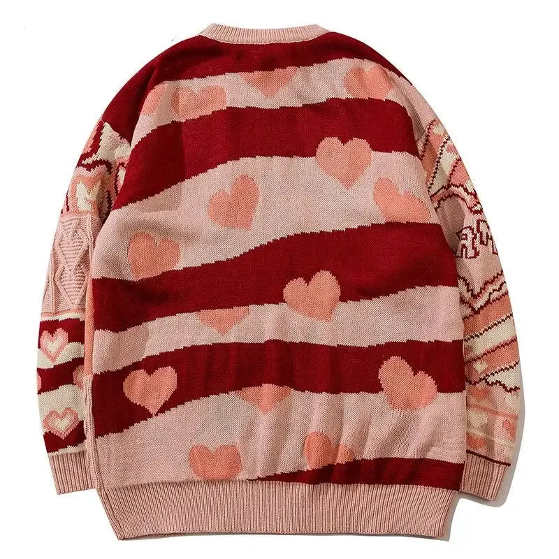 Heart Color Block Knitted Sweater