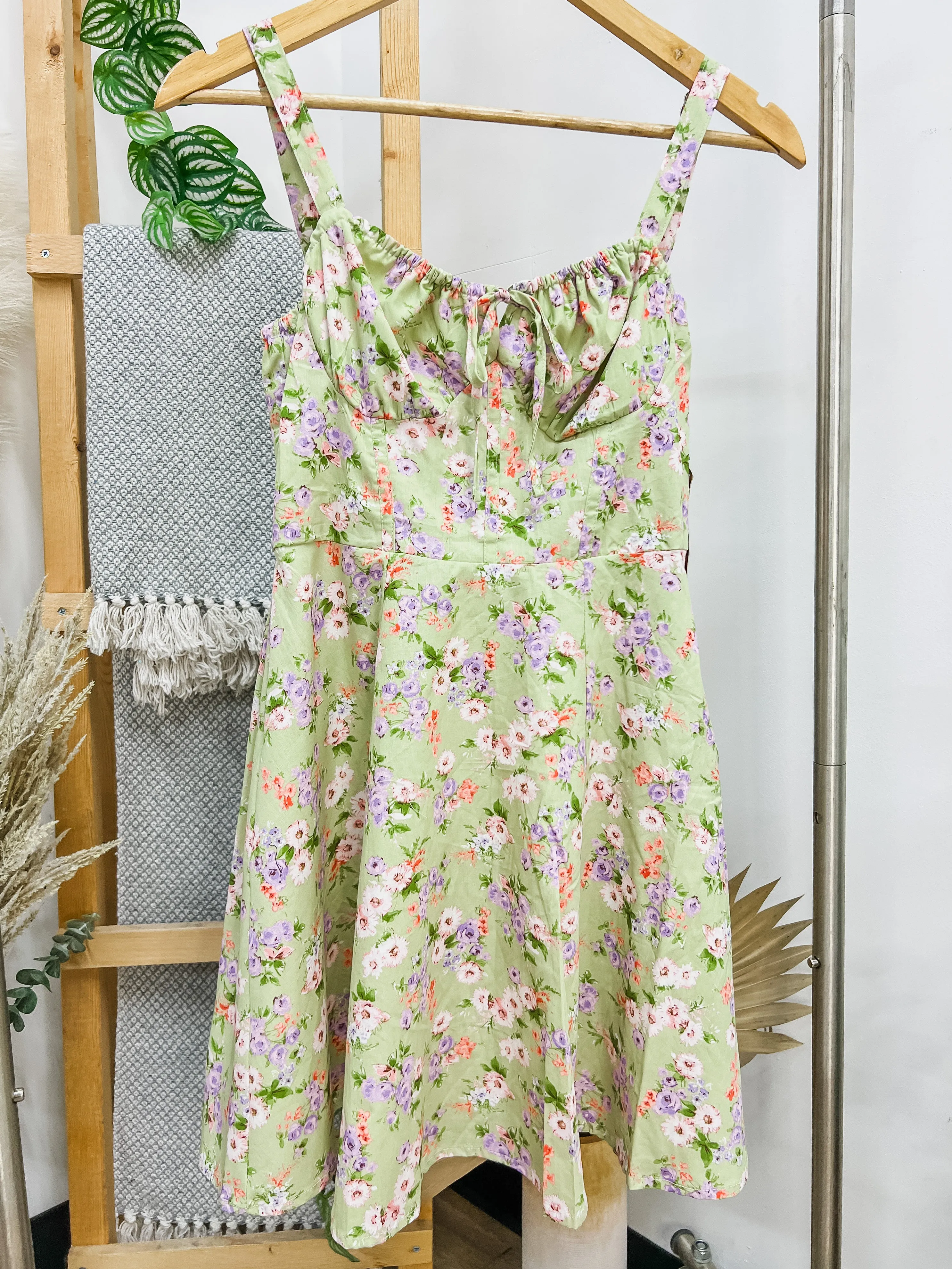 June Floral Sleeveless Milkmaid Dress