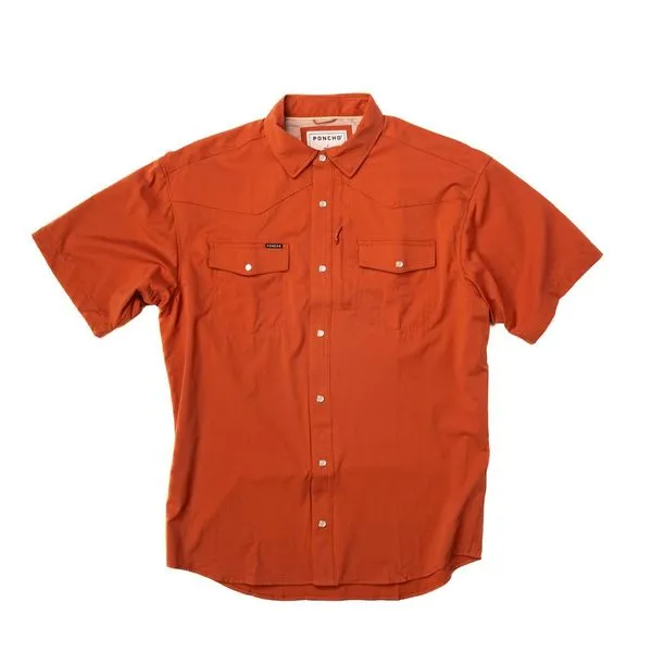 Men's Poncho Rust Pearl Snap Shirt Macon-Rust
