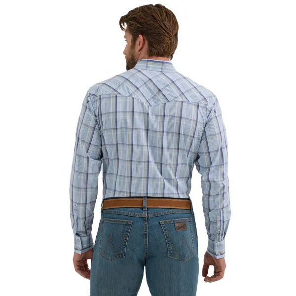 Men's Wrangler Men's 20X Competition Western Plaid Long Sleeve Snap Shirt 112356580