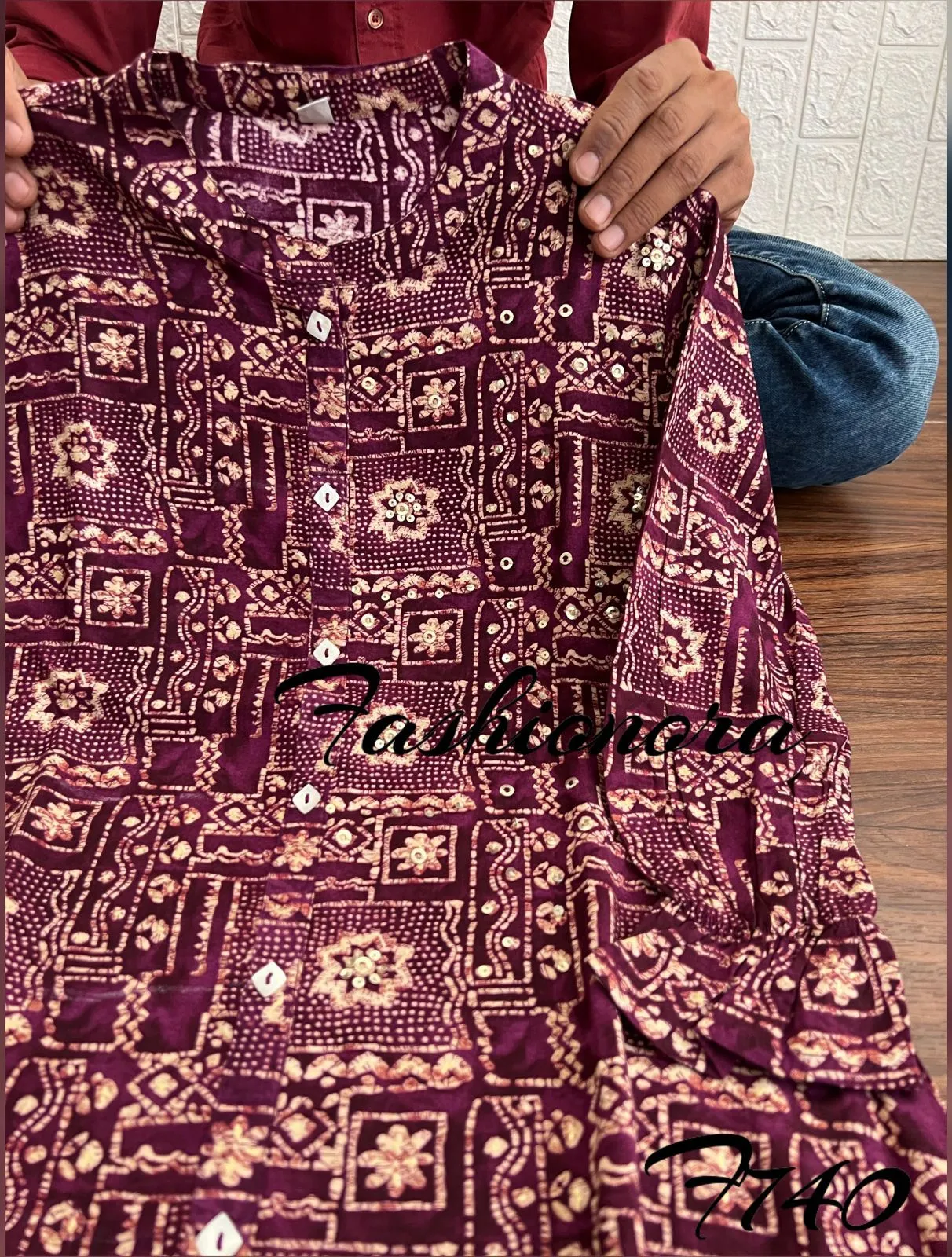 Party wear Premium Rayon Printed Dress with Hand Work Kurti