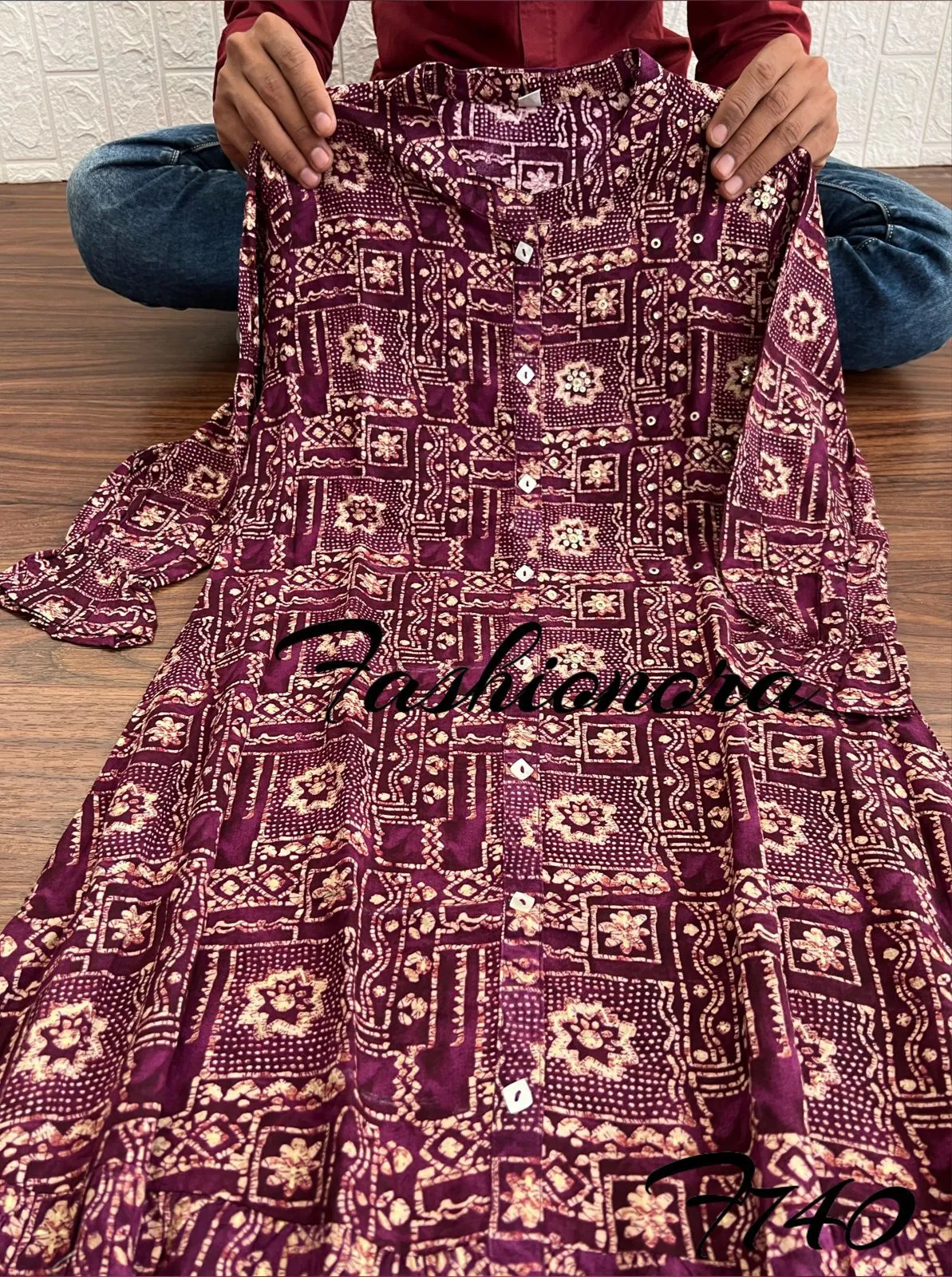 Party wear Premium Rayon Printed Dress with Hand Work Kurti