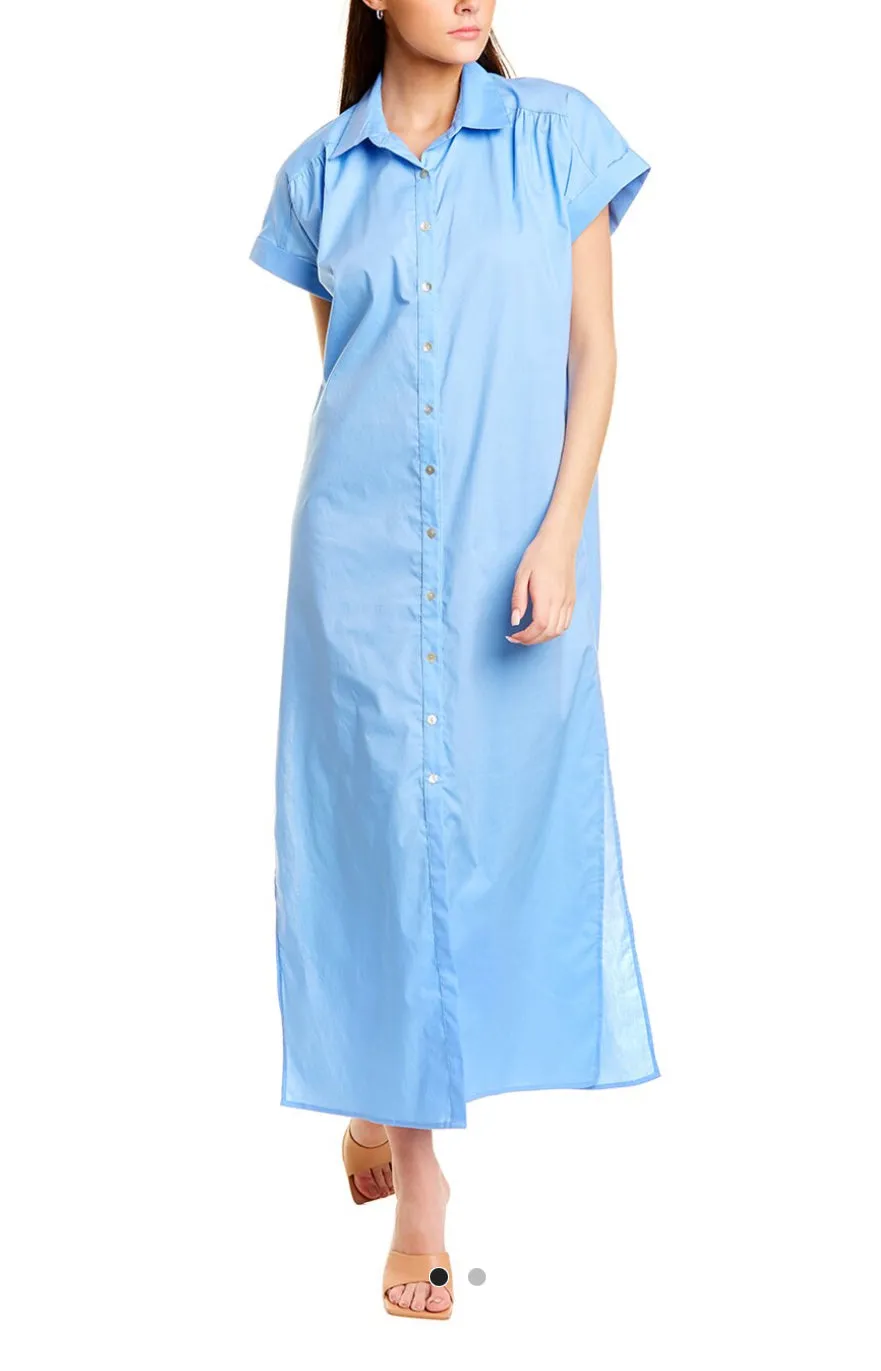 Shirt dress Maxi Cotton Dress in ocean *monogram available