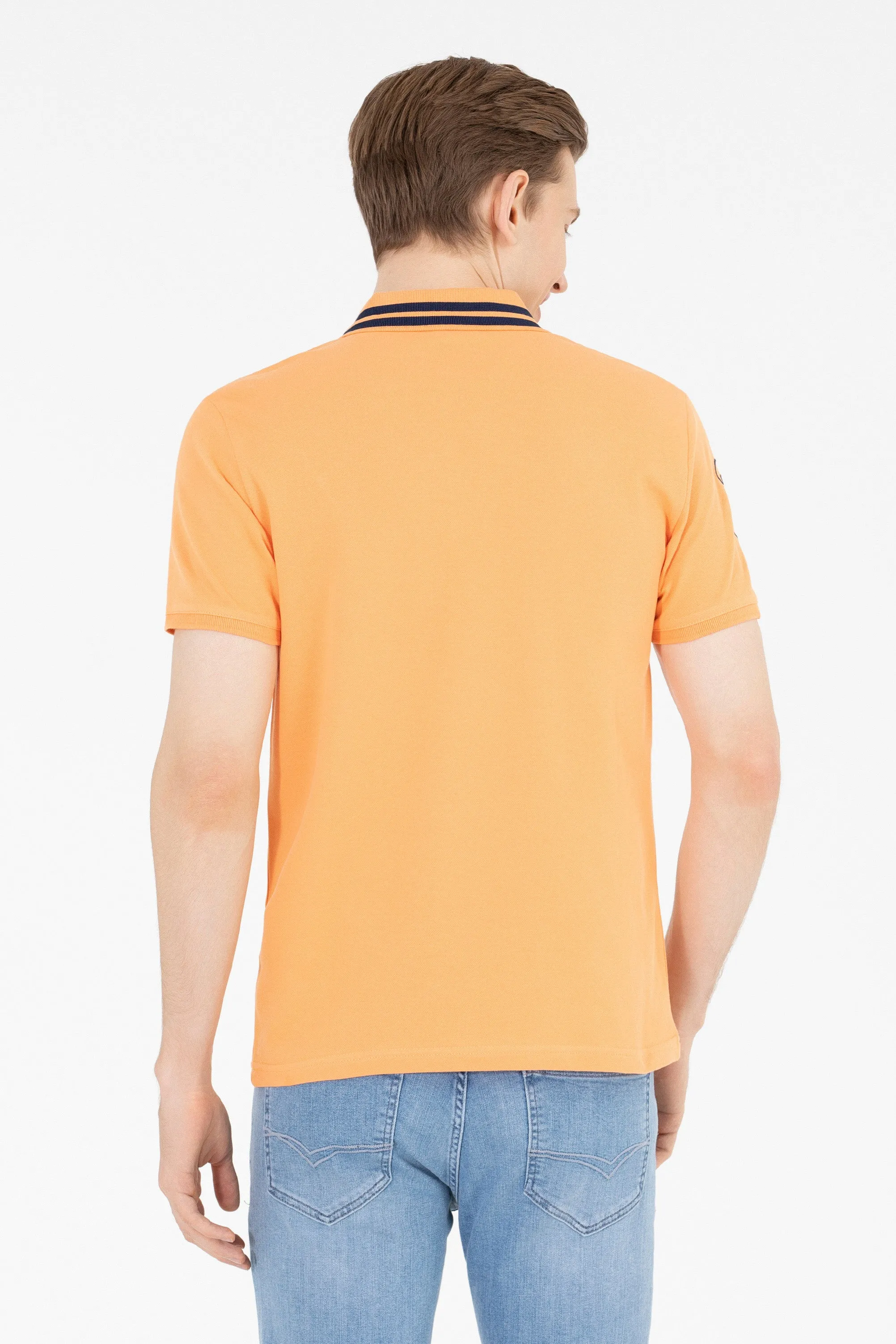 USPA Polo Shirt Men Orange VR051 USPOM163 Big Pony Logo Number 3 US Polo Assn.