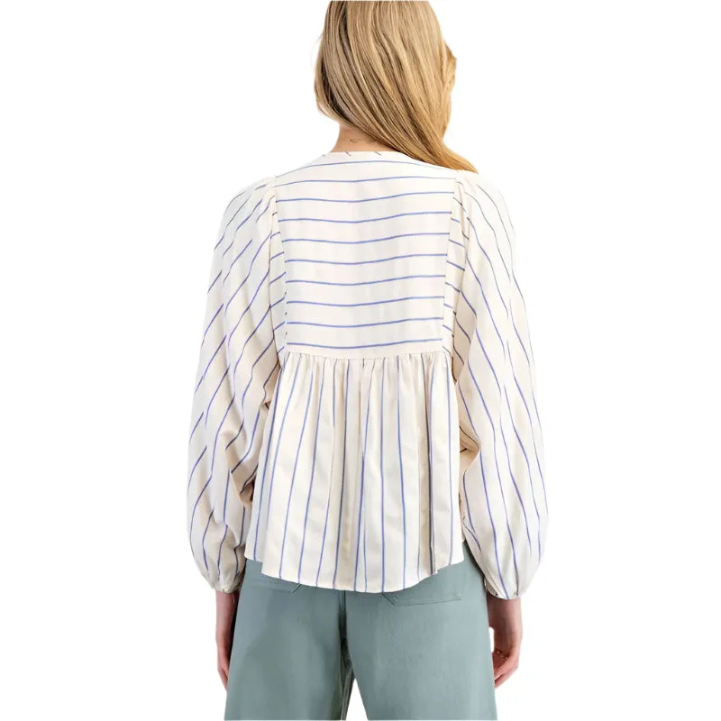 Women's ee:some Tie Front Striped Long Sleeve Blouse TK11161