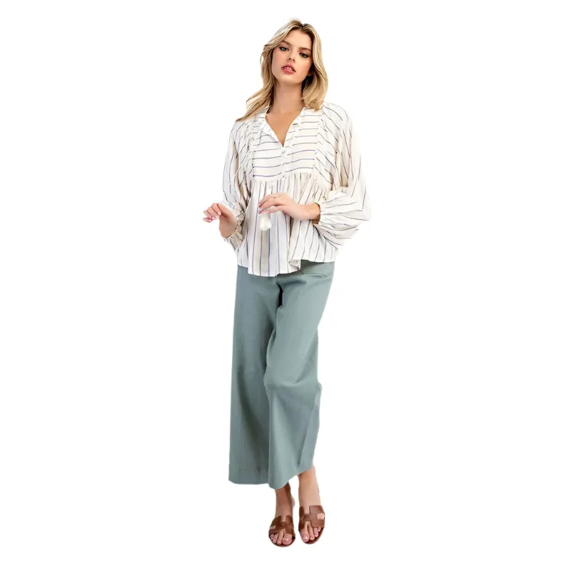 Women's ee:some Tie Front Striped Long Sleeve Blouse TK11161